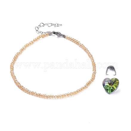 Galvanoplastie perles de verre anklets AJEW-AN00279-05-1