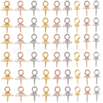 Sunnyclue 1 boîte de 90 bouchons de perles en acier inoxydable avec anneaux de boucle STAS-SC0004-84-1