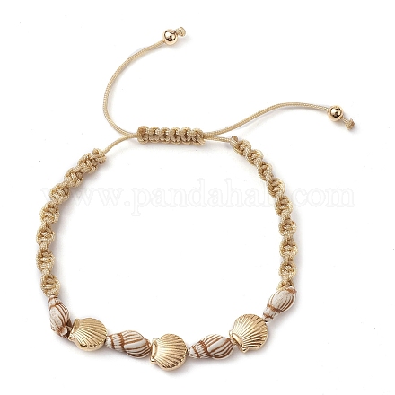 Bracelet de perles tressées en forme de coquille acrylique réglable BJEW-JB10145-1