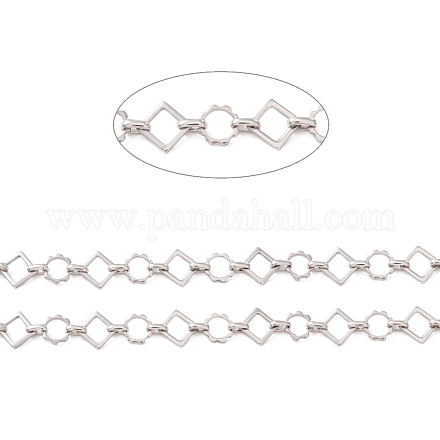 304 Stainless Steel Rhombus & Sun Link Chain CHS-F017-09P-1
