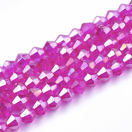 Electroplate Glass Beads Strands X-EGLA-Q118-4mm-A01-1
