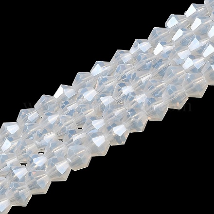 Chapelets de perles en verre électroplaqué d'imitation jade GLAA-F029-J4mm-C05-1