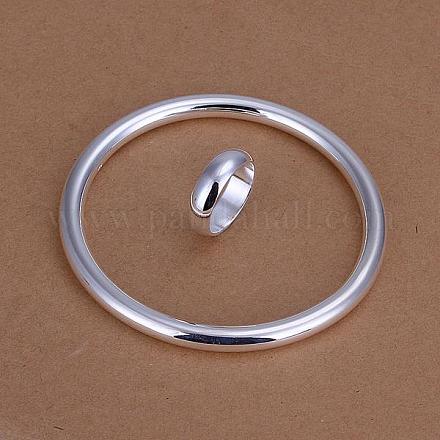 銀は真鍮ブライダルパーティージュエリーセットメッキ  指輪や腕輪  サイズ8（18mm）  65mm SJEW-BB11229-1