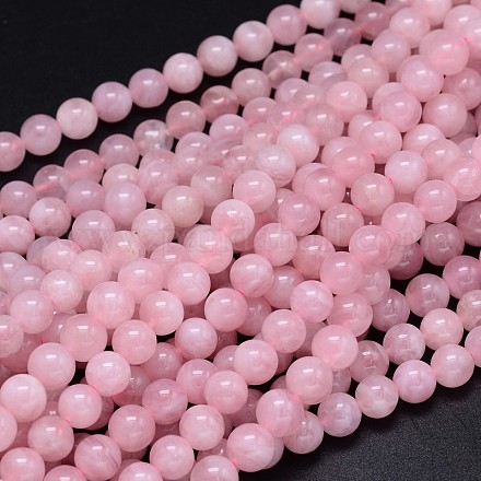 Round Natural Grade AA Madagascar Rose Quartz Beads Strands G-F222-41-6mm-1