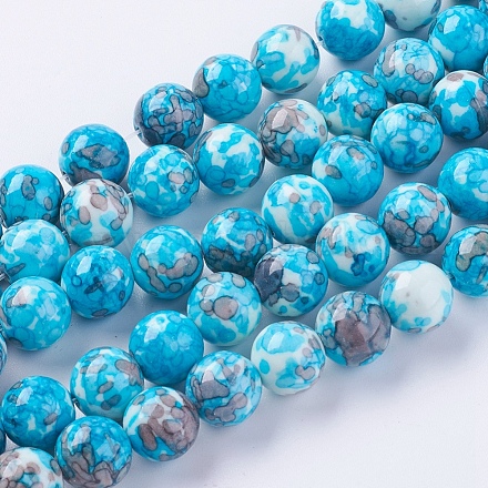 Synthetic Ocean White Jade(Rain Flower Stone) Beads Strands G-GR8MM-223-1