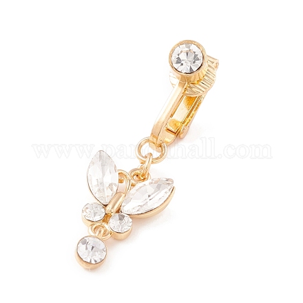 Crystal Rhinestone Butterfly Charm Belly Ring AJEW-F057-16G-1