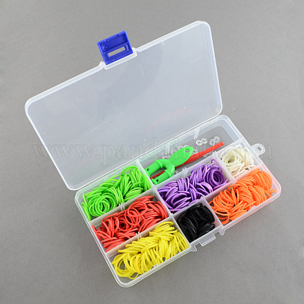 Los juguetes para niños más vendidos diy colorido kit de recarga de bandas de telar de goma con accesorios X-DIY-R009-02-1