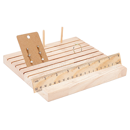 NBEADS 9-Slot Wooden Quilting Ruler Stand and Template Organizer RDIS-WH0011-25-1