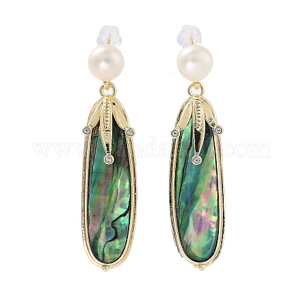 Boucles d'oreilles pendantes en perles et coquillages paua EJEW-P256-07G-1