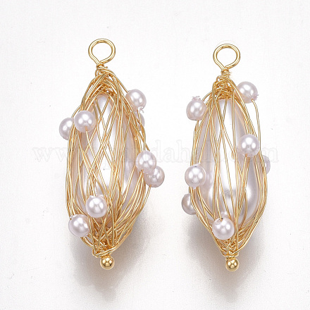 Colgantes de perlas de imitación de plástico abs KK-T038-443G-1