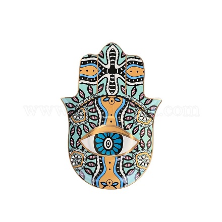 Main de hamsa/main de miriam avec assiette à bijoux en céramique mauvais œil WG72491-01-1