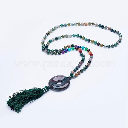 Colliers avec perles en agate indienne naturelle NJEW-P159-07-1