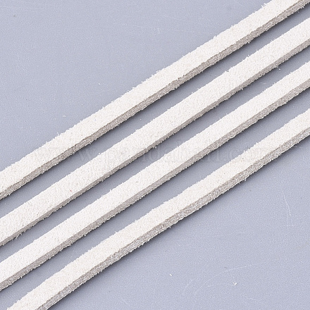 スエード調コード  フェイクレース  フローラルホワイト  2.5~2.8x1.5mm  約1.09ヤード（1m）/連 LW-R023-2.8mm-16-1