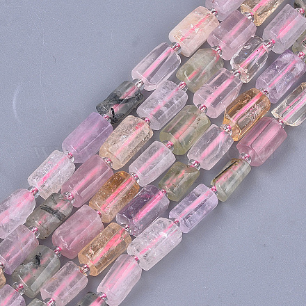 Hebras naturales de perlas de cuarzo mezclado X-G-S345-8x11-016-1
