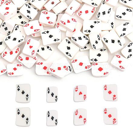 Chgcraft 240 pièces 4styles carte à jouer perles en argile polymère perles en argile polymère faites à la main rectangle avec motif de carte à jouer perles pour la fabrication de bijoux collier boucle d'oreille CLAY-CA0001-27-1