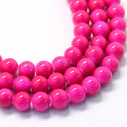 Baking Painted Glass Round Bead Strands DGLA-Q020-8mm-19-1