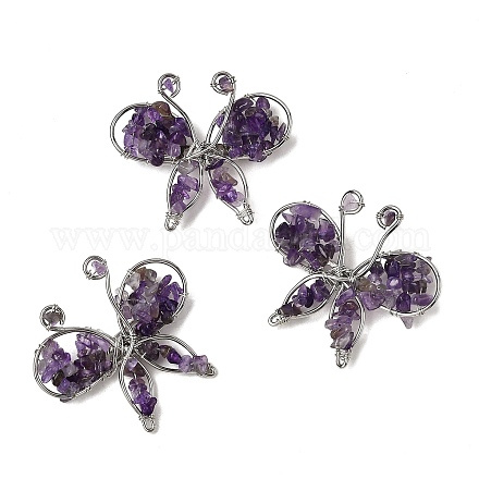 Брошь-бабочка из натурального аметиста G-A278-02P-06-1