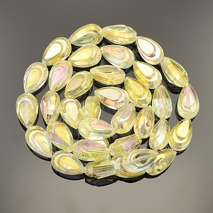 En forme de larme plaquent des perles de verre plaqué arc-en-ciel EGLA-P013-F01-1