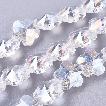 Chapelets de perles en verre électroplaqué EGLA-F132-AB03-1