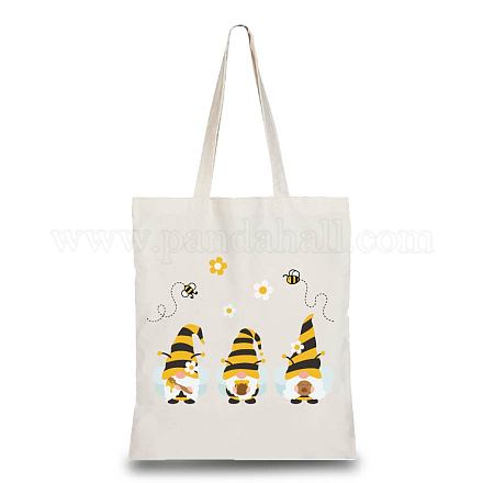 CREATCABIN Gnome Bee Cotton Tote Bag Canvas 100% Cotton Reusable Shopping Bags Beach Bag Summer Grocery Bags Eco-Friendly Aesthetic DIY Craft Multi-Function for Women Gifts Daily Life 13.3 x 15 Inch ABAG-WH0033-018-1