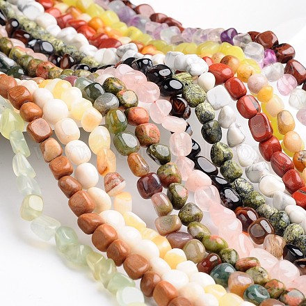 Pepitas de hebras de perlas mixta de piedras preciosas naturales y sintéticas G-L420-21-1