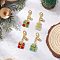 4Pcs Christmas Gift Handmade Glass Seed Beads Pendant Decoraitons, with Iron Bell Charms and Alloy Lobster Claw Clasps, Golden, Mixed Color, 50mm
