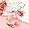 Resin & Acrylic & Faux Suede Tassel Keychain, with Alloy Clasp and Iron Rings, Letter O, 10cm