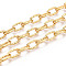 Brass Cable Chains, Unwelded, with Spool, Textured Oval , Golden, 11.5x6.5x1.5mm, about 32.81 Feet(10m)/Roll