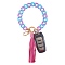 Chain Link Wristlet Keychain, Acrylic Bracelet Tassel Keychain, with Alloy Findings, Royal Blue, 28.5cm