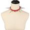 Gothic Style Alloy Spiked Rivet Imitation Leather Choker Necklaces, Platinum, Red, 16.93 inch(43cm)