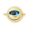 Brass with Resin Blue Evil Eye Links Connector Charms, Long-Lasting Plated, Rack Plating, Lead Free & Cadmium Free, Real 18K Gold Plated, 14x20x6mm, Hole: 1.6mm