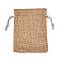 Polyester Imitation Burlap Packing Pouches Drawstring Bags, for Christmas, Wedding Party and DIY Craft Packing, Peru, 12x9cm