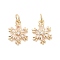 Brass Micro Pave Cubic Zirconia Pendants, Real 14K Gold Plated, Snowflake, 18x11x3mm, Hole: 3.5mm