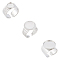 3Pcs 3 Styles 304 Stainless Steel Open Cuff Finger Ring Cabochon Settings, Flat Round, Stainless Steel Color, Tray: 8~17mm, Inner Diameter: 17~17.5mm