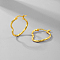 Simple and Elegant S925 Sterling Silver Twisted Heart Hoop Earrings, Golden, 21x21mm