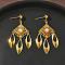 Electroplated Brass Chandelier Earrings, Rhombus, Golden, 49x23mm