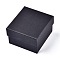Cardboard Jewelry Boxes, Watch Box, with Black Sponge, Rectangle, Black, 8.5x8x5.25cm