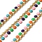 304 Stainless Steel Flat Round Link Chains, with Enamel, Rack Plating, Long-Lasting Plated, Ion Plating(IP), Unwelded, with Spool, Real 18K Gold Plated, Colorful, 6x4.5x1.3mm