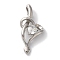 304 Stainless Steel Pendants, with Clear Cubic Zirconia, Heart, Stainless Steel Color, 27x23.5x6.5mm, Hole: 4.5x3.5mm
