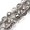 Transparent Electroplate Glass Beads Strands, Round, Faceted, Dark Gray, 15.5~16x14mm, Hole: 1.8mm, about 26pcs/strand, 14.37 inch(36.5cm)