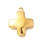 304 Stainless Steel Pendants, Cross Charms, Ion Plating(IP), Real 18K Gold Plated, 18x15x2.5mm, Hole: 1.5mm