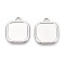 304 Stainless Steel Pendant Cabochon Settings, Square, Stainless Steel Color, 30x25.5x2mm, Hole: 2.8mm, Tray: 20x20mm