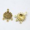 Tibetan Style Alloy Chandelier Components Links, Flat Round, Antique Golden, Lead Free and Cadmium Free, 27x18x3.5mm, Hole: 1.5mm