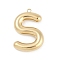 304 Stainless Steel Pendants, Ion Plating(IP), Letter Charm, Letter S, 38x26x6.5mm, hole: 2.3mm