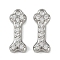 Brass Micro Pave Clear Cubic Zirconia Pendants, Cadmium Free & Nickel Free & Lead Free, Bone Shape Charms, Platinum, 13.5x5.5x2.5mm, Hole: 1.2mm