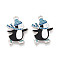Rack Plating Alloy Enamel Penguin Pendants, Cadmium Free & Nickel Free & Lead Free, Platinum, Black, 24.5x17x1mm, Hole: 1.6mm