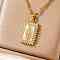 Fashionable Brass Pave Clear Cubic Zirconia Rectangle with Virgin Mary Pendant Necklaces, Golden, 15.75 inch(40cm)