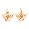 304 Stainless Steel Pendants, Flower, with Glass Seed Beads, Real 18K Gold Plated, Ion Plating(IP), Faceted, White, 34~35x35.5~36x8~9mm, Hole: 1.4~1.8mm
