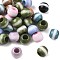 Opaque Acrylic European Beads, Rondelle, Large Hole Bead, Two Tone, Mixed Color, 13.5~14x11mm, Hole: 6.5mm