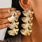 Alloy Dangle Stud Earrings, Golden, Leaf, 50mm